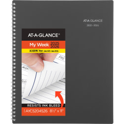 AT-A-GLANCE® DayMinder® Academic 2025-2026 Weekly Monthly Appointment Book Planner, Charcoal, Large, 8 1/2&quot; x 11&quot;