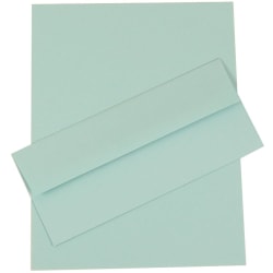 JAM Paper® Business Stationery Set, 8 1/2&quot; x 11&quot;, Aqua, Set Of 50 Sheets And 50 Envelopes