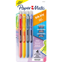 Paper Mate InkJoy Gel Pens, Medium Point, 0.7 mm, Assorted Retro Accents Colors, Pack Of 4 Pens