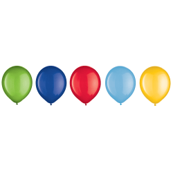 Amscan Go Brightly Latex Balloons, Assorted Colors, Pack Of 15 Balloons