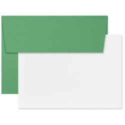 JAM Paper® Stationery Set, 4 3/4" x 6 1/2", 30% Recycled, Green/White, Set Of 25 Cards And Envelopes