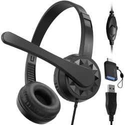 Delton 12Y Stereo On-Ear USB Type-A Headset, Black