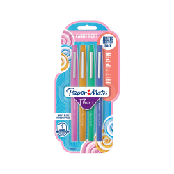 Paper Mate Flair Felt Tip Pens, Medium Point, 0.7 mm, Candy Pop Colors, Pack Of 4 Pens