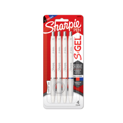 Sharpie S-Gel Fashion Barrel Gel Pens, Medium Point, 0.7 mm, White Barrels, Assorted Ink, Pack Of 4 Pens