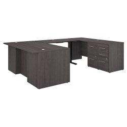 Bush Business Furniture Office 500 Height-Adjustable U-Shaped Executive Desk With Drawers, 72&quot;W, Storm Gray, Standard Delivery