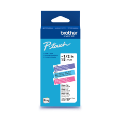 Brother P-touch Btag Label Tape, BTAG3M02, 0.47 in by 13.1 ft , White on Purple, Black on Light Blue, White on Pink, 3-Pack