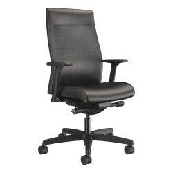 HON Ignition Mid-Back Vinyl Task Chair, Adjustable Arms, Black