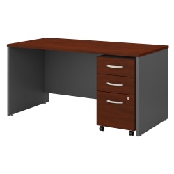Bush Business Furniture Series C Components 60"W Computer Desk, 3-Drawer Mobile File, Hansen Cherry/Graphite Gray, Standard Delivery, SRC144HCSU