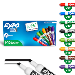 EXPO® Low-Odor Dry-Erase Markers, Chisel Tip, Assorted Colors, Pack Of 192