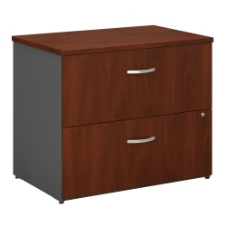 Bush Business Furniture Components 35-2/3&quot;W Lateral 2-Drawer File Cabinet, Hansen Cherry/Graphite Gray, Standard Delivery