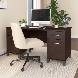 Bush Home Somerset 60 W Office Computer Desk With Drawers Mocha