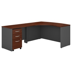 Bush Business Furniture 59&quot;W Left-Handed L-Shaped Corner Desk With Mobile File Cabinet, Hansen Cherry/Graphite Gray, Standard Delivery