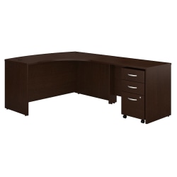 Bush Business Furniture 59&quot;W Right-Handed L-Shaped Corner Desk With Mobile File Cabinet, Mocha Cherry, Standard Delivery