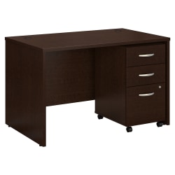 Bush Business Furniture Components 48&quot;W Office Computer Desk With Mobile File Cabinet, Mocha Cherry, Standard Delivery