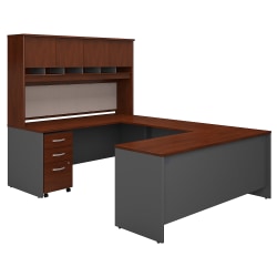 Bush Business Furniture Components 72&quot;W U-Shaped Desk With Hutch And Storage, Hansen Cherry/Graphite Gray, Standard Delivery