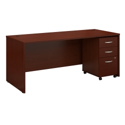 Bush Business Furniture Components 72&quot;W Office Computer Desk With Mobile File Cabinet, Mahogany, Standard Delivery
