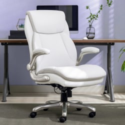 Serta® Smart Layers&trade; Brinkley Ergonomic Bonded Leather High-Back Executive Office Chair, White/Silver