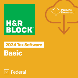 H&amp;R Block Basic Tax Software, 2024, For 1 Device, Mac/Windows, Download