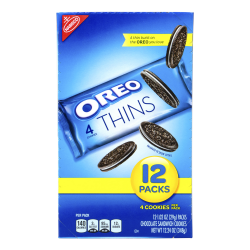 Oreo Thins Sandwich Cookies 4 Cookies Per Pack Box Of 48 Packs - Office ...