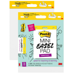 Post-it® Super Sticky Mini Easel Pads, 15&quot; x 18&quot;, 2 Pads, 20 Sheets/Pad, Back to School Supplies for Classrooms, White