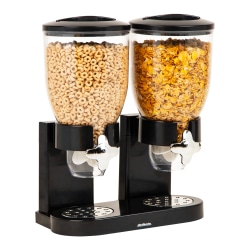 Mind Reader Double Cereal Dispenser For Countertops, 16-1/4”H x 7-1/2”W x 12-3/4”D, Black