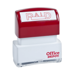Office Depot Brand Pre Inked Message Stamp Paid Red - Office Depot