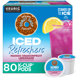 The Original Donut Shop Iced Refreshers Keurig Single Serve K-Cup Pods, Mango Dragonfruit Lemonade, 20 Pods Per Pack, Case Of 4 Packs