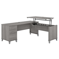 Bush Furniture Somerset 72&quot;W 3-Position Sit-To-Stand L-Shaped Desk, Platinum Gray, Standard Delivery