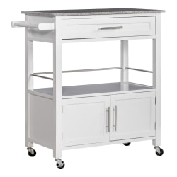 Amazon Com Linon Cameron Granite Top Kitchen Cart 36 02 X 24 02 X 17 99 Black Kitchen Islands Carts