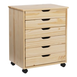 Casimer 6 Drawer Wide Cart Natural Office Depot