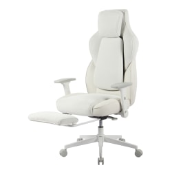 RS Gaming&trade; Saphira Ergonomic Fabric/Vegan Leather High-Back Gaming Chair With Footrest, Warm White, BIFMA Compliant