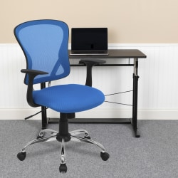 Flash Furniture Mesh Mid Back Task Chair BlueBlackChrome - Office Depot