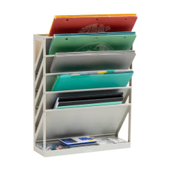 Mind Reader 5-Tier Vertical File Holder, 16”H x 4-1/4”W x 13”D, Beige