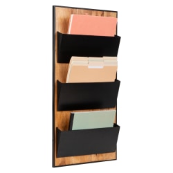 Mind Reader 3-Tier Wall-Mounted File Organizer, 32-1/4"H x 16"W x 3"D, Black