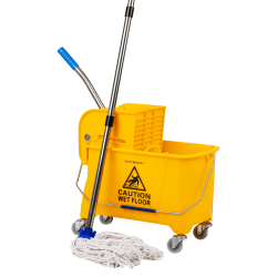 Mind Reader Bucket With Wringer And Mop Set, 22 Qt, Yellow