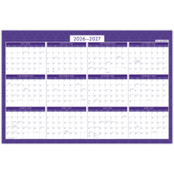 AT-A-GLANCE® BADGE Reversible Erasable Academic and Regular Year 2026-2027 Wall Calendar, Geo, Large, 24" x 36"