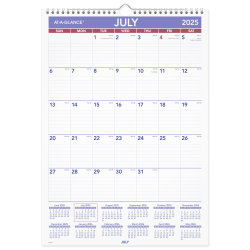 AT-A-GLANCE® Academic 2025-2026 Monthly Wall Calendar, Medium, 12&quot; x 17&quot;