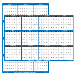 2025 SwiftGlimpse Reversible Yearly Wall Calendar, 32&rdquo; x 48&rdquo;, Navy, January To December