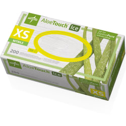 aloetouch nitrile medline gloves ice box clear