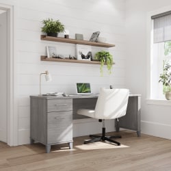 Bush Home Somerset 72W Office Desk with Drawers, Platinum Gray, Standard Delivery