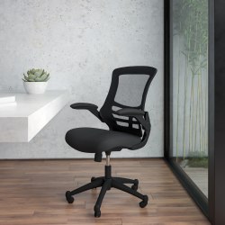 Flash Furniture Chair Wflip Up Arms Black Office Depot