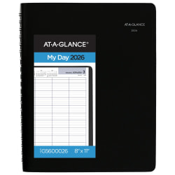 AT-A-GLANCE® DayMinder® 2026 Four Person Daily Appointment Book, Black, Large, 8" x 11"