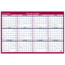 AT-A-GLANCE® 2026 Vertical Horizontal Reversible Erasable Yearly Wall Calendar, Large, 24&quot; x 36&quot;