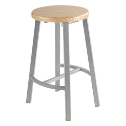 National Public Seating Titan Stool, 24&quot;, Natural Wood/Gray