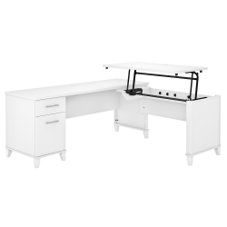Bush Furniture Somerset 72&quot;W 3-Position Sit-To-Stand L-Shaped Desk, White, Standard Delivery