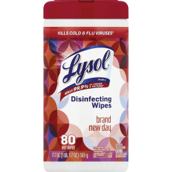 Lysol® Designer Tub Disinfecting Wipes, Brand New Day Scent, Canister Of 80 Wipes