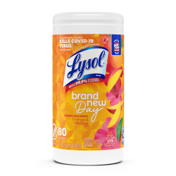 Lysol® Designer Tub Disinfecting Wipes, Brand New Day Scent, Canister Of 80 Wipes