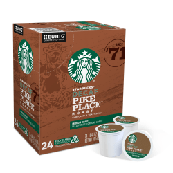 Starbucks® Pike Place Single-Serve Coffee K-Cup®, Decaffeinated, Carton Of 24