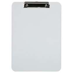 JAM Paper® Plastic Clipboards with Metal Clip, 9" x 13", Clear, Pack Of 12