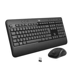 Logitech Wireless Keyboard And Mouse Straight Full Size Keyboard Black Ambidextrous Optical Mouse Mk540 Advanced Office Depot